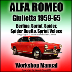 ALFA ROMEO Giulietta Spider Duetto | Giulietta Sprint | Giulietta Sprint Veloce| Giulietta Spider | Giulietta Berlina | Workshop Manual | carmanualsdirect